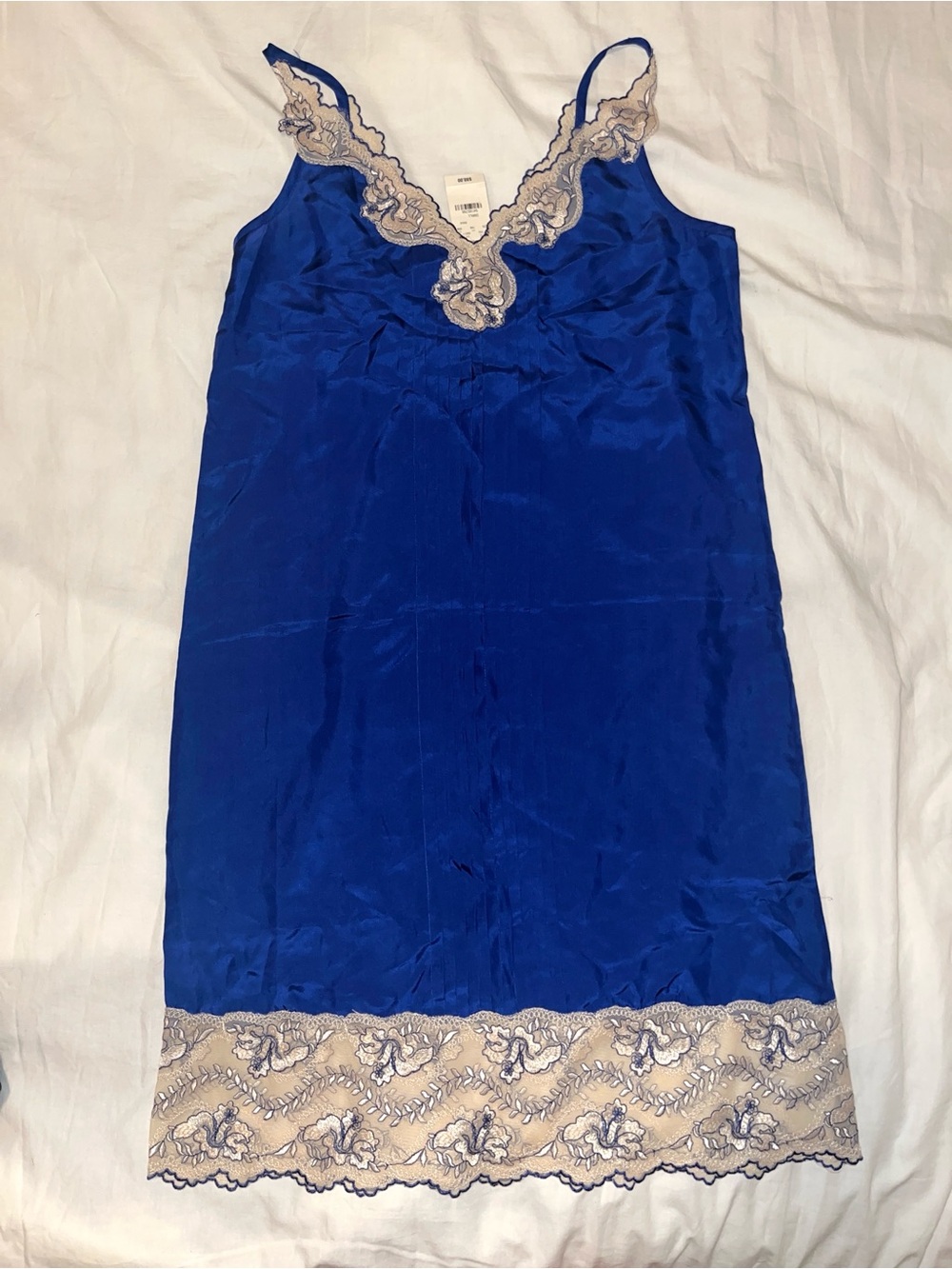 Express Royal Blue Dress with Ivory Embroidered Detail